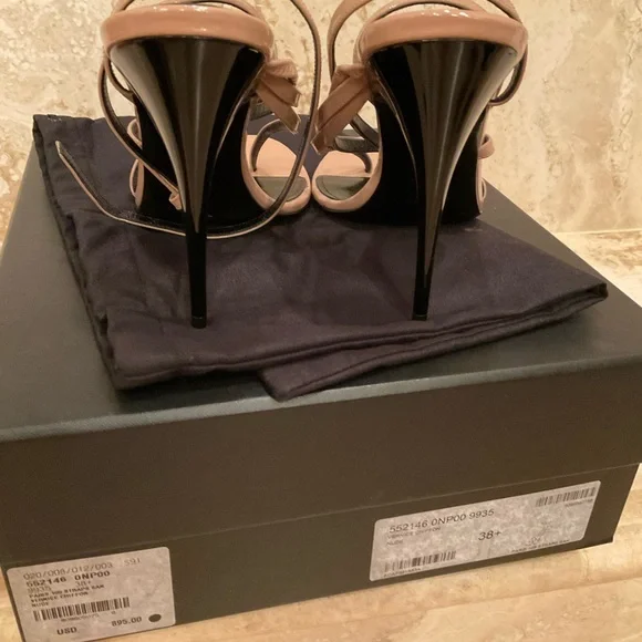 SAINT LAURENT NUDE PARIS STRAPS SANDAL SIZE 38.5 NEVER WORN WITH BOX AND DUSTBAG - Picture 3 of 6